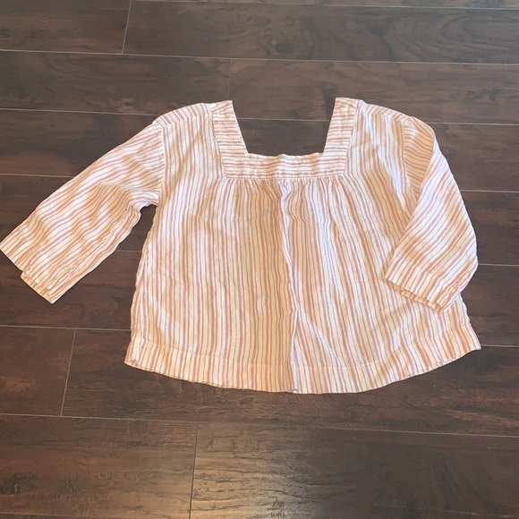 100% Linen Rachel Zoe Rose and Cream Striped Blouse, sz Large. - Picture 5 of 11